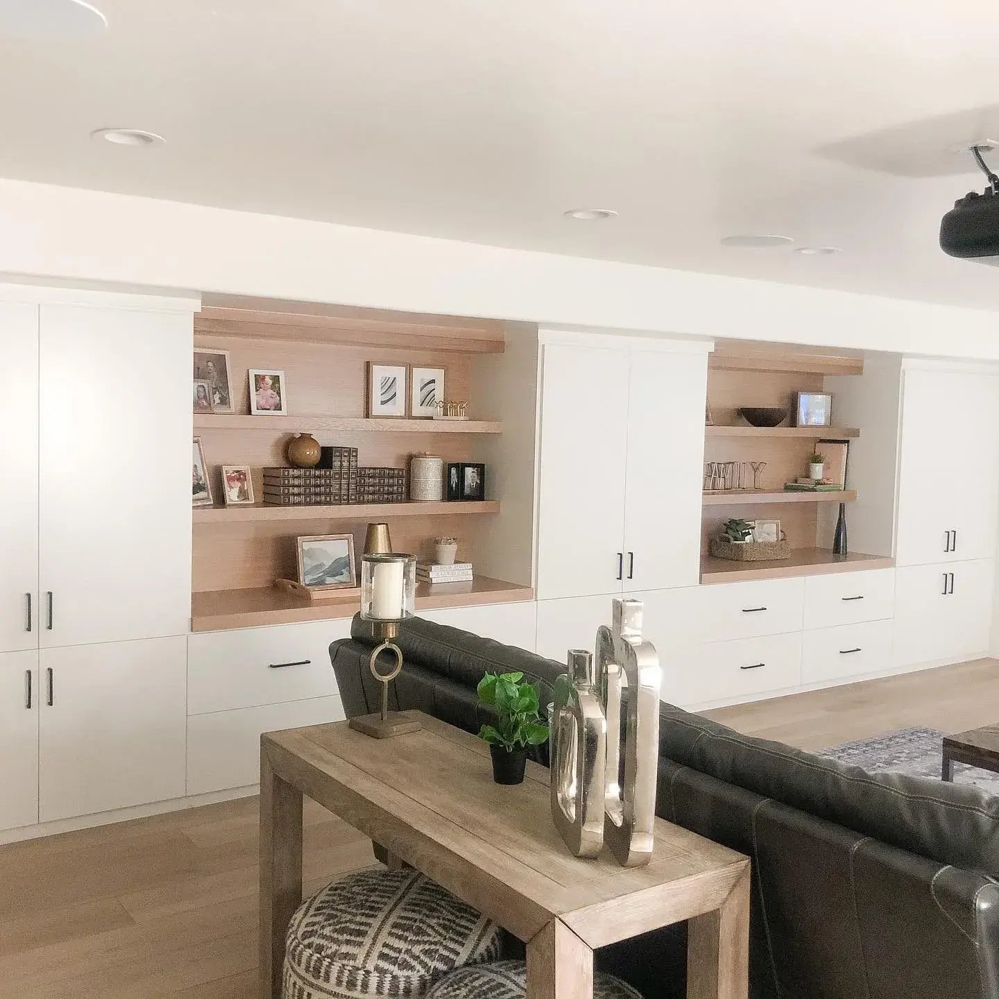 Built-in storage and open shelving